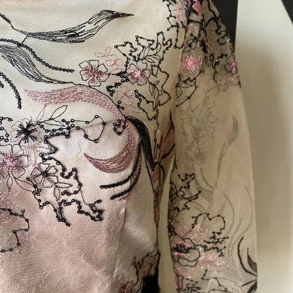 JS Collections Lace Gown with Illusions - Picture 3 of 6